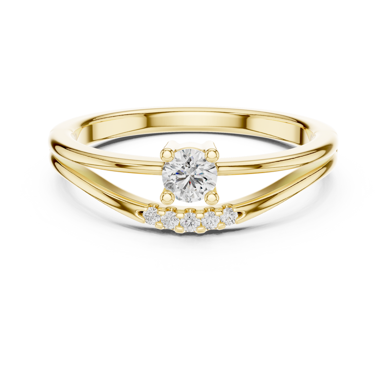 Seraphina Round Solitaire Diamond Ring with Open U-Cut Band