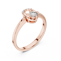 Lumière Round Solitaire Diamond Ring with Oval Halo