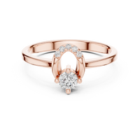 Lumière Round Solitaire Diamond Ring with Oval Halo
