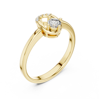 Lumière Round Solitaire Diamond Ring with Oval Halo