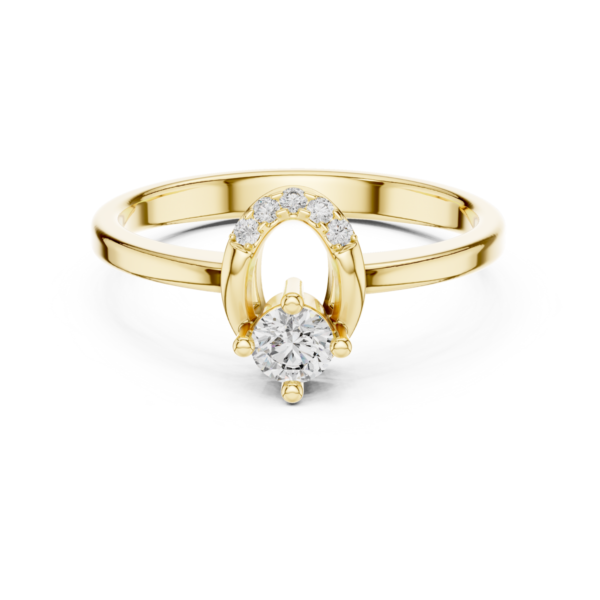 Lumière Round Solitaire Diamond Ring with Oval Halo