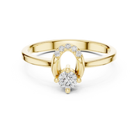 Lumière Round Solitaire Diamond Ring with Oval Halo