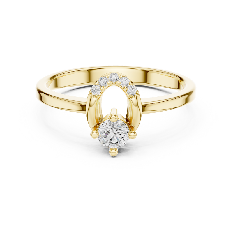 Lumière Round Solitaire Diamond Ring with Oval Halo