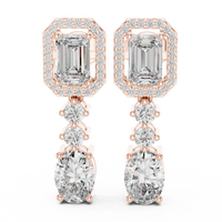 Celeste Emerald & Oval Diamond Drop Earrings