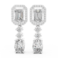 Celeste Emerald & Oval Diamond Drop Earrings