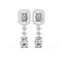 Celeste Emerald & Oval Diamond Drop Earrings
