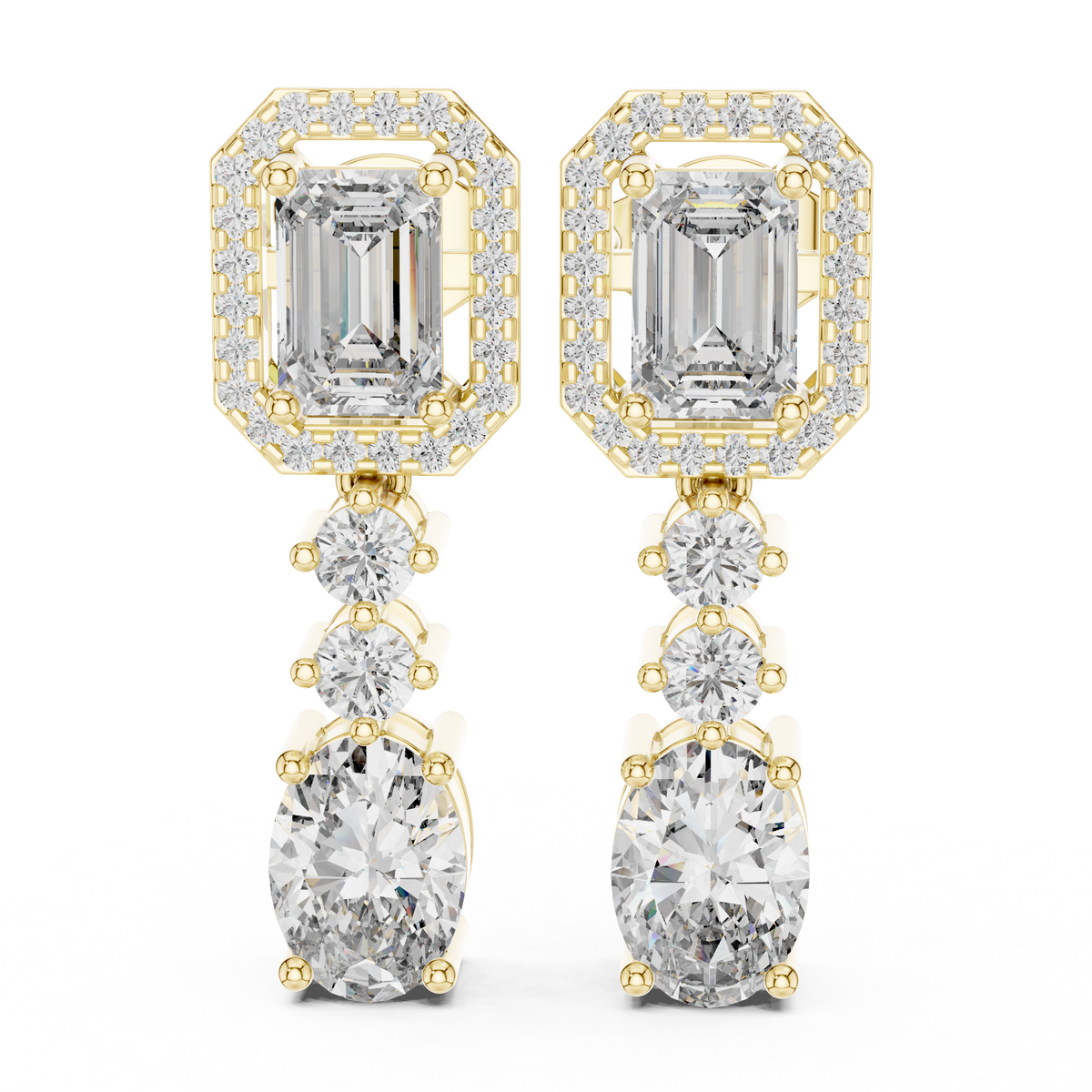 Celeste Emerald & Oval Diamond Drop Earrings