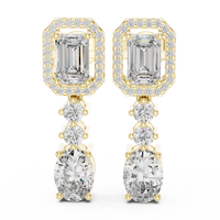 Celeste Emerald & Oval Diamond Drop Earrings