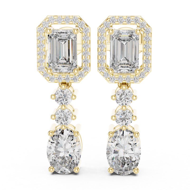 Celeste Emerald & Oval Diamond Drop Earrings
