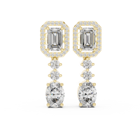 Celeste Emerald & Oval Diamond Drop Earrings