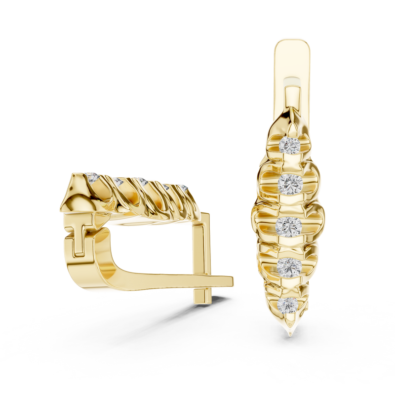 Serena Round Diamond Sculpted Huggie Earrings
