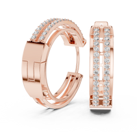 Elara Pavé Diamond Double-Band Hoop Earrings