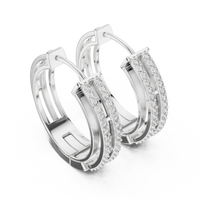 Elara Pavé Diamond Double-Band Hoop Earrings
