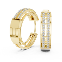Elara Pavé Diamond Double-Band Hoop Earrings