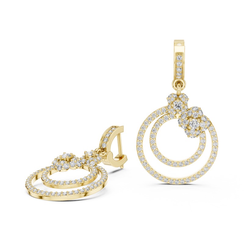 Aurelia Diamond Double Circle Drop Earrings