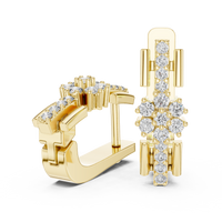 Celeste  Geometric Diamond Double-Link Drop Earrings