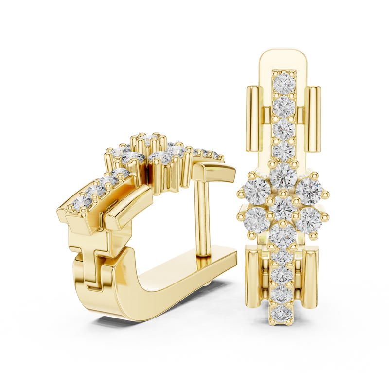 Celeste  Geometric Diamond Double-Link Drop Earrings