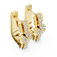 Celeste  Geometric Diamond Double-Link Drop Earrings