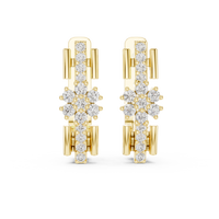 Celeste  Geometric Diamond Double-Link Drop Earrings