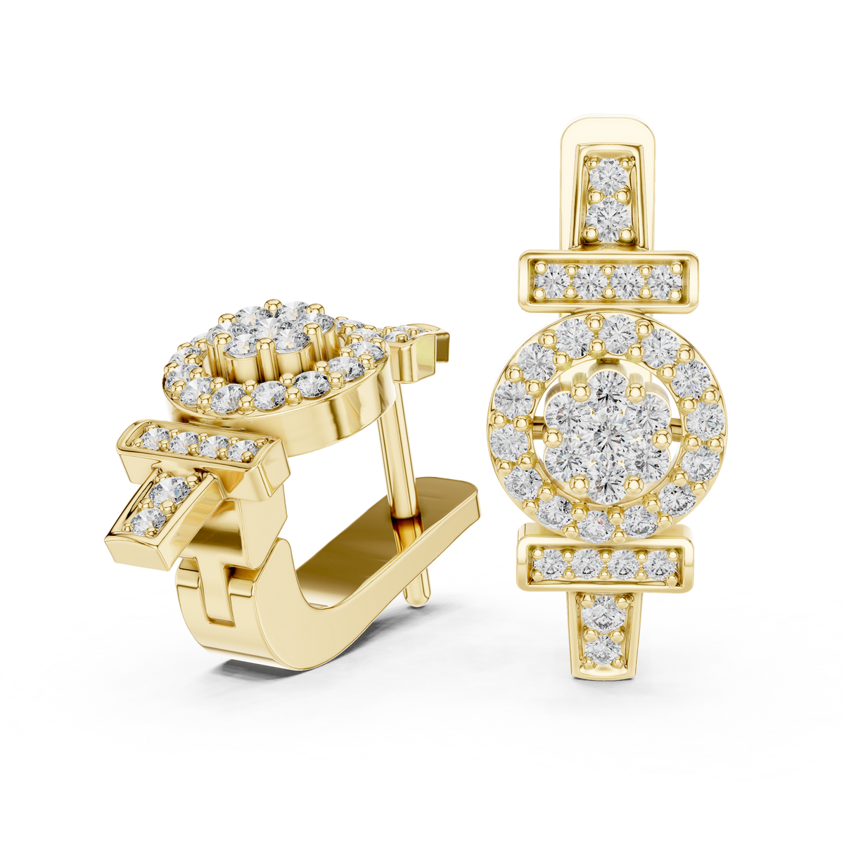 Elara Radiant Circle Diamond Drop Geometric Earrings