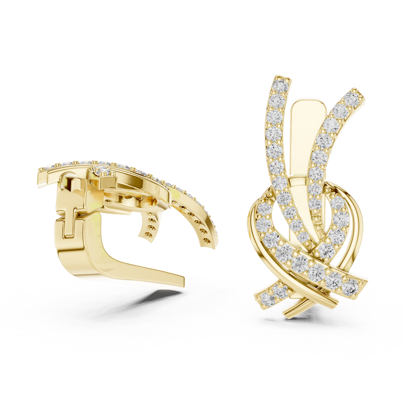 Seraphina Curved Ribbon Diamond Drop Earrings