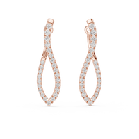 Blue Diamond U-Cut Teardrop Drop Earrings