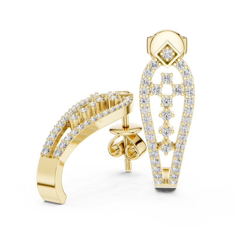 Elowen Elongated Teardrop Diamond Fan Earrings