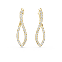 Blue Diamond U-Cut Teardrop Drop Earrings