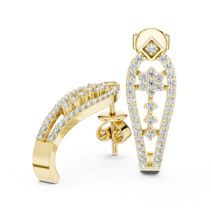 Aurelia Tapered Teardrop Diamond Drop Earrings