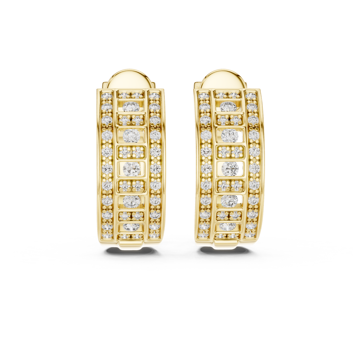 Celestia Luxe Multi-Row Diamond Hoop Earrings