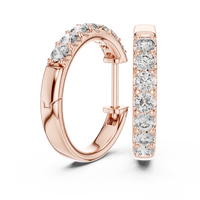 Round Blue Diamond Half-Hoop Earrings