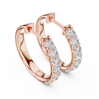 Round Blue Diamond Half-Hoop Earrings