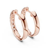 Round Blue Diamond Half-Hoop Earrings