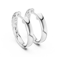 Round Blue Diamond Half-Hoop Earrings