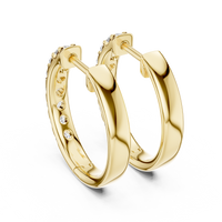 Round Blue Diamond Half-Hoop Earrings