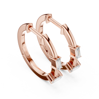 Baguette-Cut Blue Diamond Hoop Earrings