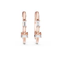 Baguette-Cut Blue Diamond Hoop Earrings