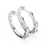 Baguette-Cut Blue Diamond Hoop Earrings