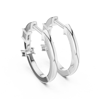 Baguette-Cut Blue Diamond Hoop Earrings