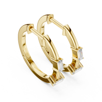 Baguette-Cut Blue Diamond Hoop Earrings