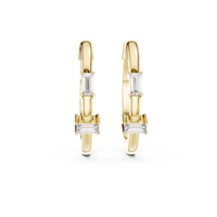 Baguette-Cut Blue Diamond Hoop Earrings
