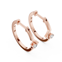 Round Blue Diamond Chevron Hoop Earrings