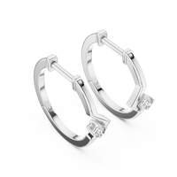 Round Blue Diamond Chevron Hoop Earrings