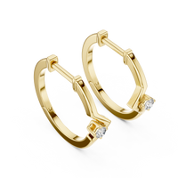 Round Blue Diamond Chevron Hoop Earrings