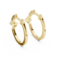 Round Blue Diamond Chevron Hoop Earrings