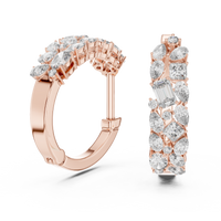 Multi-Shape Blue Diamond Floral Hoop Earrings