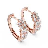 Multi-Shape Blue Diamond Floral Hoop Earrings