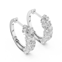 Multi-Shape Blue Diamond Floral Hoop Earrings