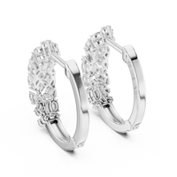 Multi-Shape Blue Diamond Floral Hoop Earrings
