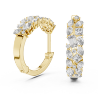 Multi-Shape Blue Diamond Floral Hoop Earrings